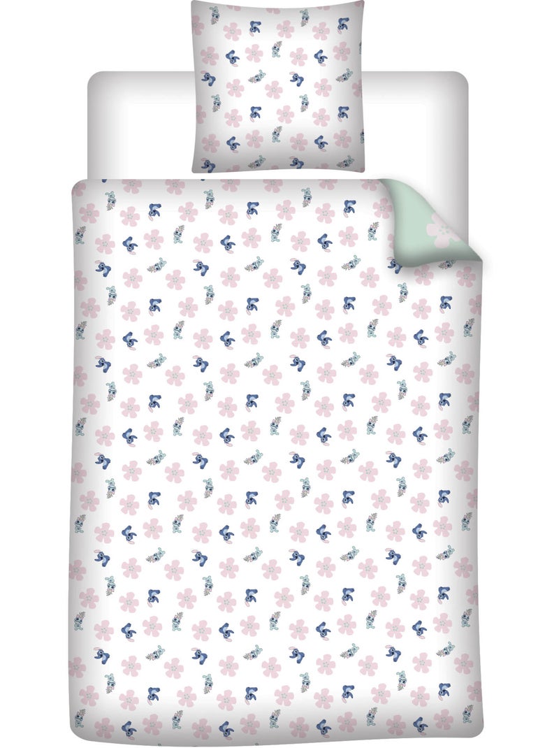 Biancheria Letto Stitch Disney 140x200 cm + Federa 65x65 cm Cotone-Poliestere Beige/Verde - Kiabi