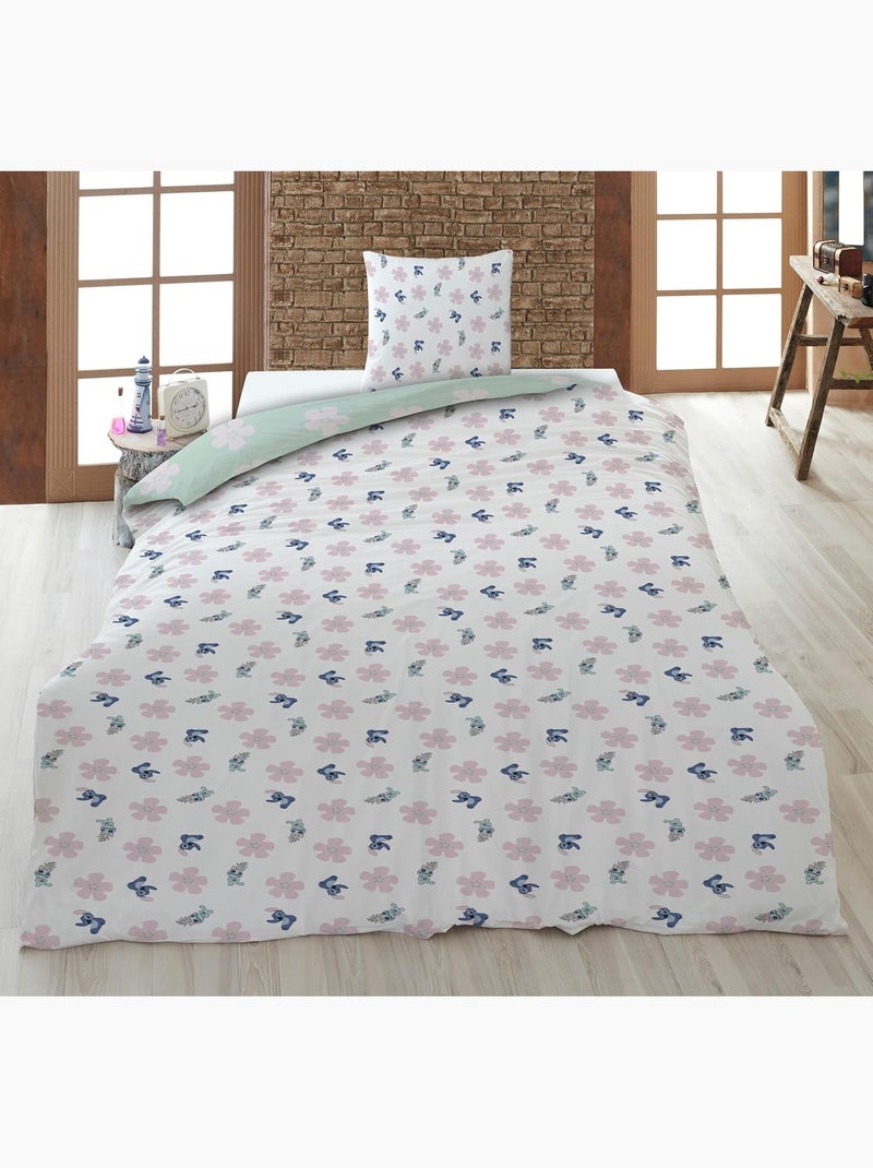 Biancheria letto stitch disney 140x200 cm + federa 65x65 cm cotone-poliestere Beige/Verde - Kiabi