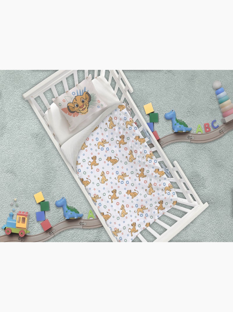 Biancheria Neonato Disney Il Re Leone 100x140cm + Federa 40x60cm – Simba & Nala – 100% Cotone – Lice Beige/Bianco - Kiabi