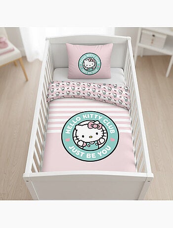 Biancheria Neonato Hello Kitty 100x140cm + Federa 40x60cm – Club Just Be You Rosa Menta – 100% Coton