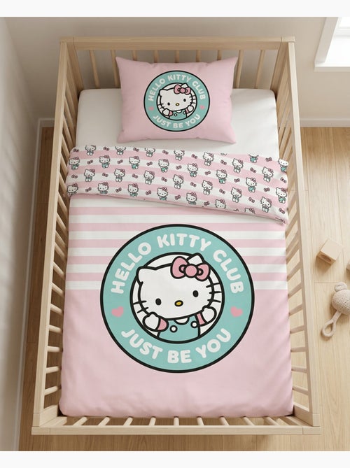 Biancheria Neonato Hello Kitty 100x140cm + Federa 40x60cm – Club Just Be You Rosa Menta – 100% Coton - Kiabi Biancheria Neonato Hello Kitty 100x140cm + Federa 40x60cm – Club Just Be You Rosa Menta – 100% Coton - Kiabi