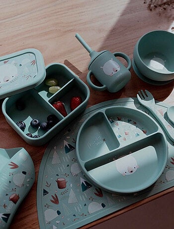 Bicchiere in silicone con manici e cannuccia - animali | Sassi Junior