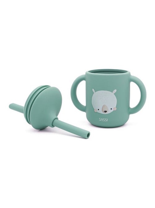 Bicchiere in silicone con manici e cannuccia - animali | Sassi Junior - Kiabi
