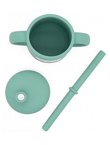 Bicchiere in silicone con manici e cannuccia - animali | sassi junior | sassi junior