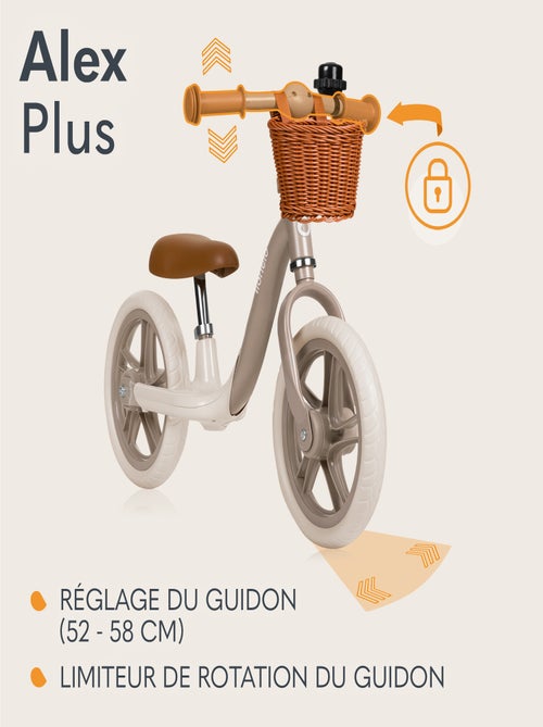 Bici senza pedali LIONELO Alex Plus - Leggera - Sella comoda - Regolabile - Cestino e campanello inc - Kiabi