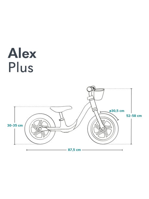 Bici senza pedali LIONELO Alex Plus - Leggera - Sella comoda - Regolabile - Cestino e campanello inc - Kiabi