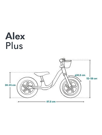 Bici senza pedali LIONELO Alex Plus con casco - Leggera - Sella comoda - Cestino e campanello inclus