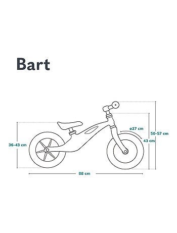 Bici senza pedali LIONELO Bart - Bici per bambini - Fino a 30 kg - Leggera - Manubrio e sedile regol