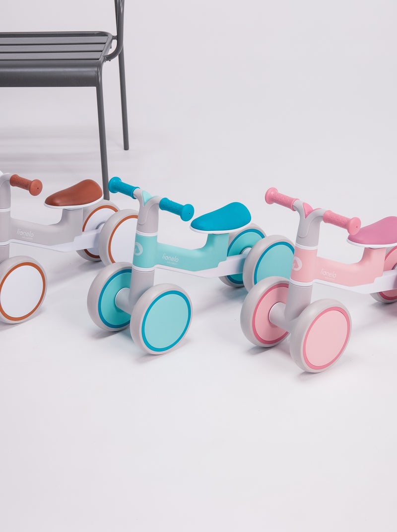 Bici senza pedali LIONELO Villy - Bicicletta per bambini - 4 ruote - Sospensione anteriore - Sedile Bianco Rosa Grigio - Kiabi