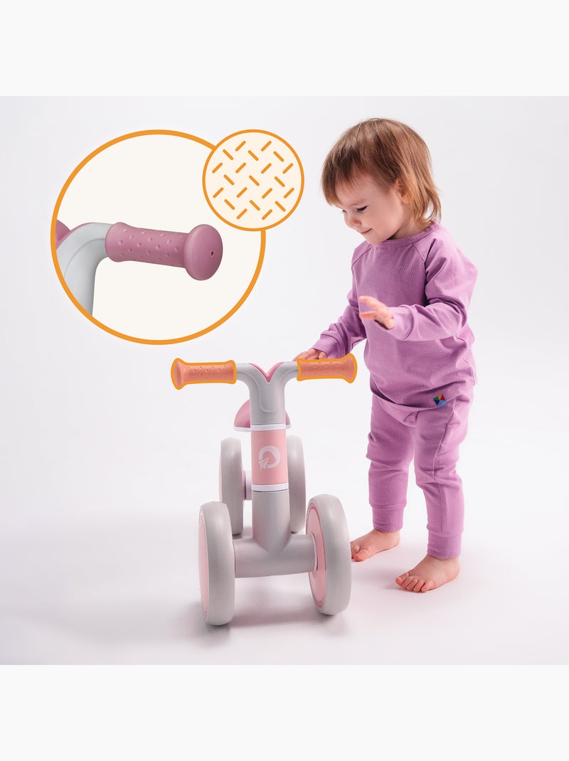 Bici senza pedali LIONELO Villy - Bicicletta per bambini - 4 ruote - Sospensione anteriore - Sedile Bianco Rosa Grigio - Kiabi