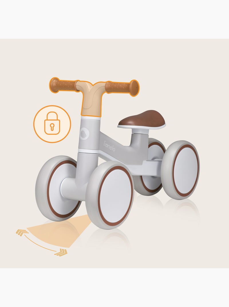 Bici senza pedali LIONELO Villy - Bicicletta per bambini - 4 ruote - Sospensione anteriore - Sedile Grigio marrone - Kiabi