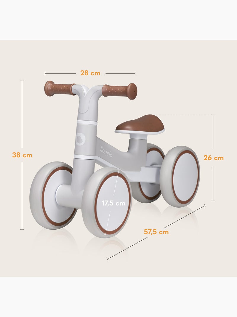 Bici senza pedali LIONELO Villy - Bicicletta per bambini - 4 ruote - Sospensione anteriore - Sedile Grigio marrone - Kiabi