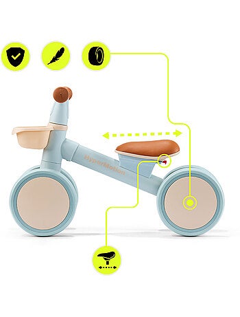 Bicicletta senza pedali per bambini 12-36 mesi TOBI MINI HyperMotion a 4 ruote con cestino