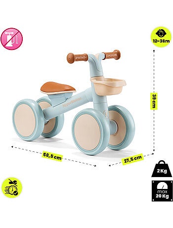 Bicicletta senza pedali per bambini 12-36 mesi TOBI MINI HyperMotion a 4 ruote con cestino