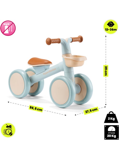 Bicicletta senza pedali bambini 12-36 mesi TOBI MINI HyperMotion a 4 ruote con cestino - Kiabi