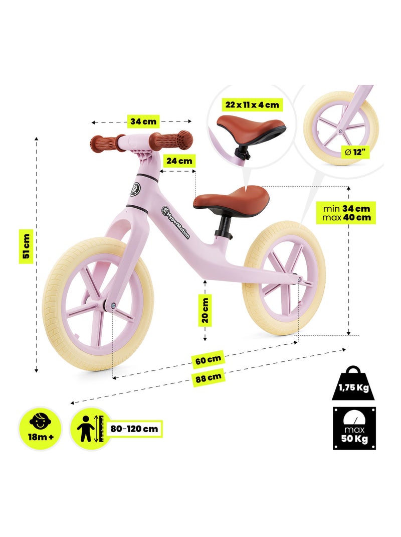 Bicicletta senza pedali bambini 18 mesi leggera 1,75 kg Rosa - Kiabi