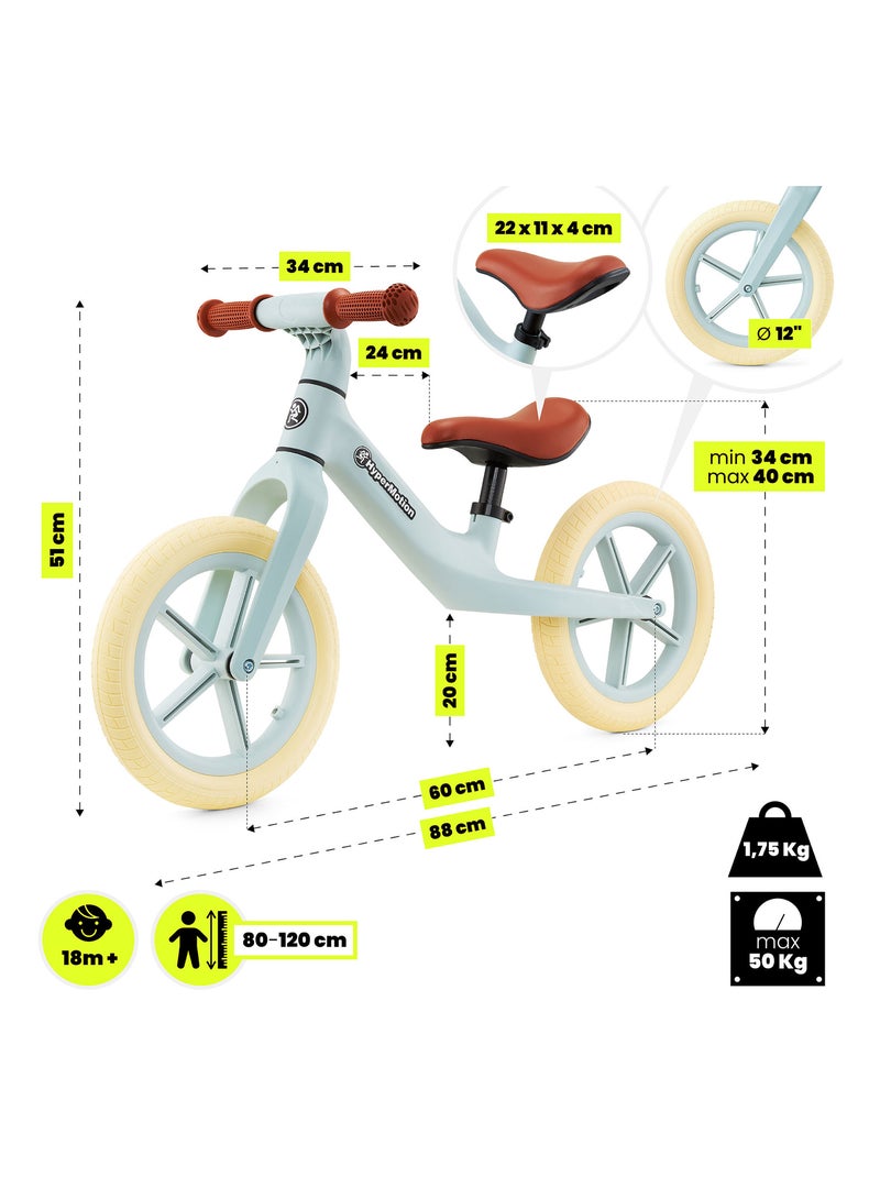 Bicicletta senza pedali HyperMotion Marcelo verde per bambini 18 mesi leggera e regolabile Verde - Kiabi
