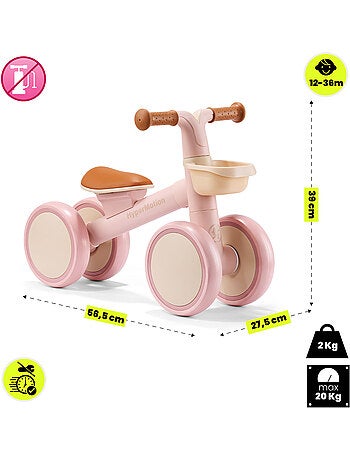 Bicicletta senza pedali per bambini 12-36 mesi TOBI MINI HyperMotion a 4 ruote con cestino