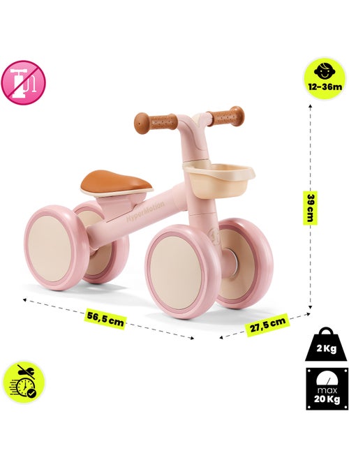 Bicicletta senza pedali per bambini 12-36 mesi TOBI MINI HyperMotion a 4 ruote con cestino - Kiabi