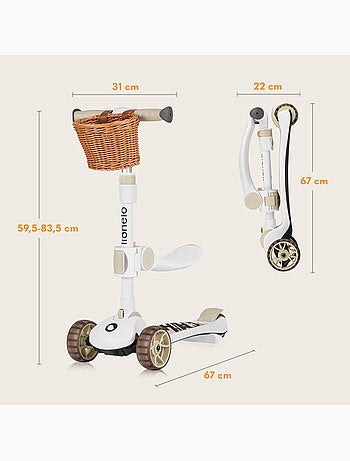 Bici/monopattino senza pedali LIONELO Franky - Ruote luminose - Fino a 50 kg - Cestino