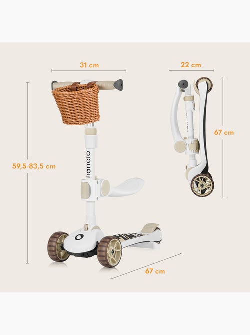 Bici/monopattino senza pedali LIONELO Franky - Ruote luminose - Fino a 50 kg - Cestino - Kiabi