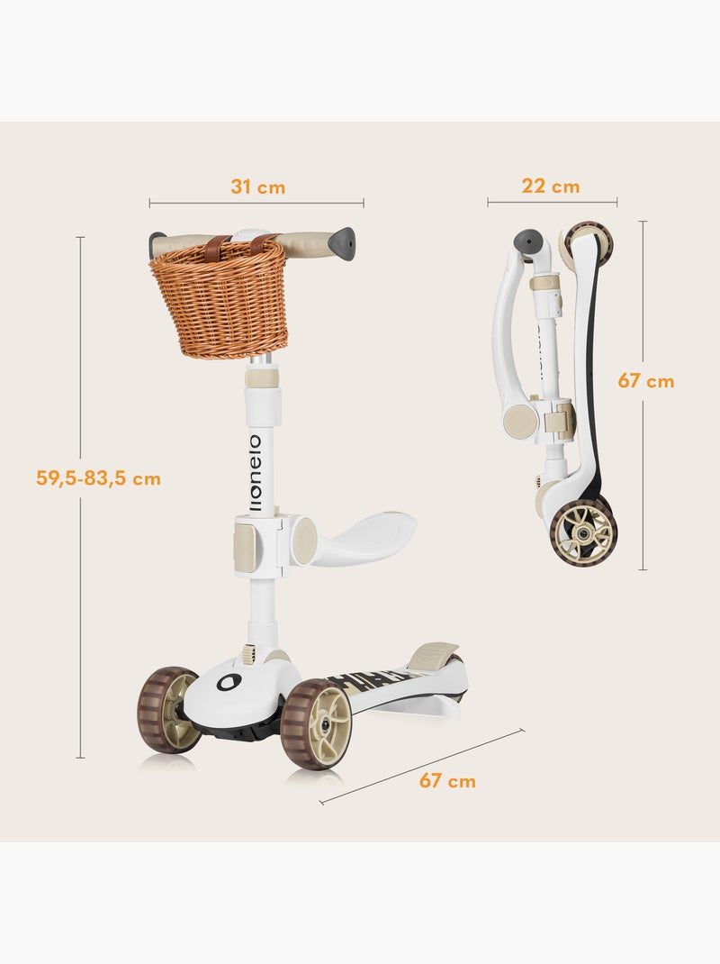 Bici/monopattino senza pedali LIONELO Franky - Ruote luminose - Fino a 50 kg - Cestino Beige - Kiabi