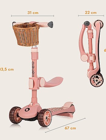 Bici/monopattino senza pedali LIONELO Franky - Ruote luminose - Fino a 50 kg - Cestino