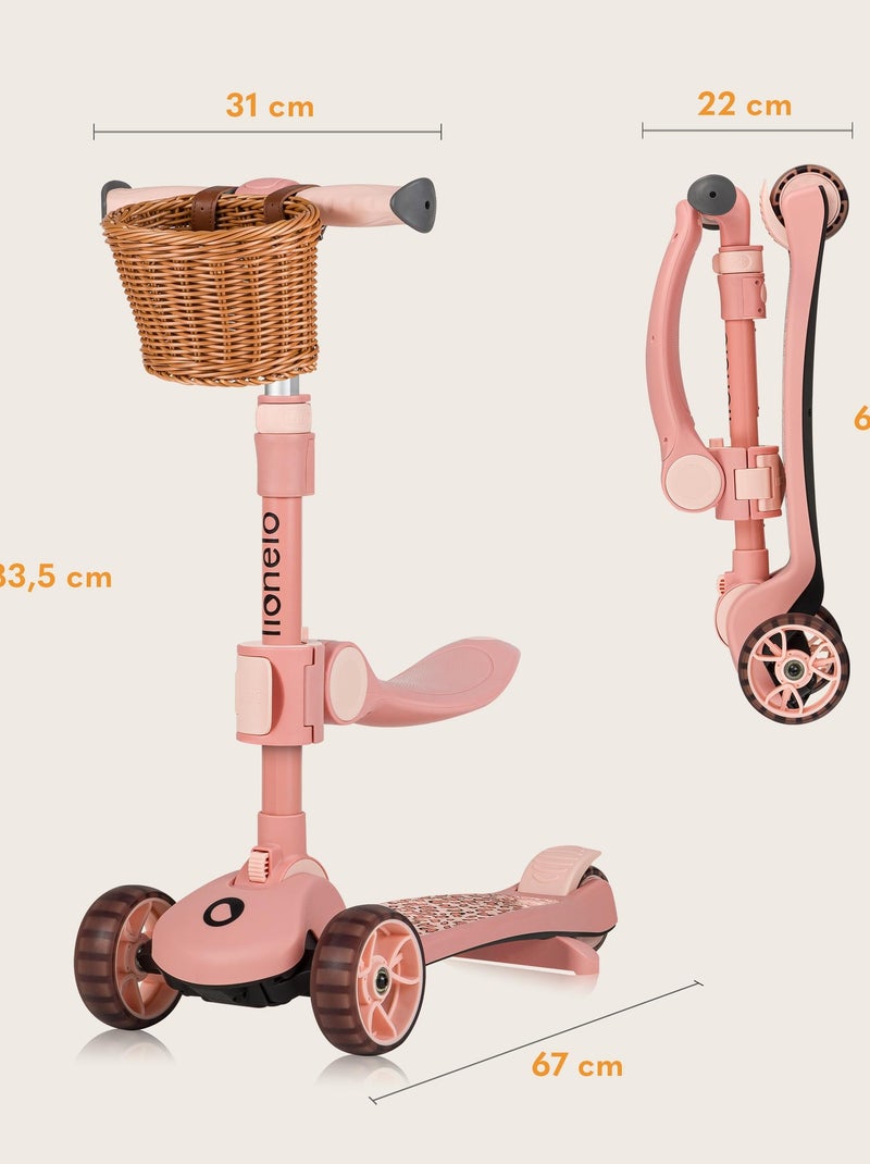 Bici/monopattino senza pedali LIONELO Franky - Ruote luminose - Fino a 50 kg - Cestino Rosa - Kiabi