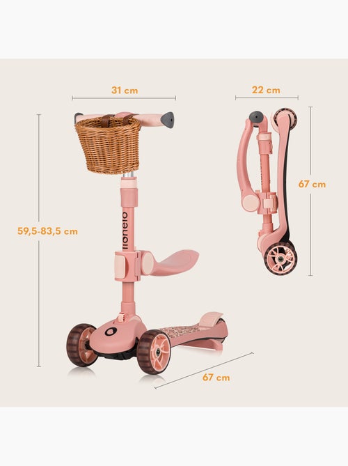 Bici/monopattino senza pedali LIONELO Franky e casco - Ruote luminose - Fino a 50 kg - Cestino - Kiabi