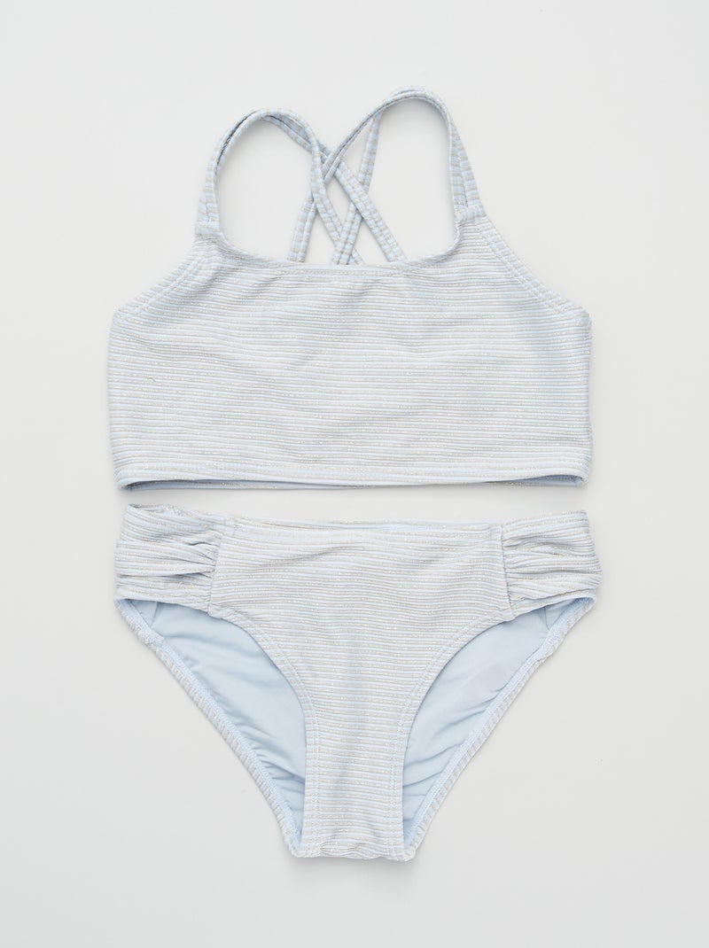 Bikini a righe con paillettes grigio/blu - Kiabi