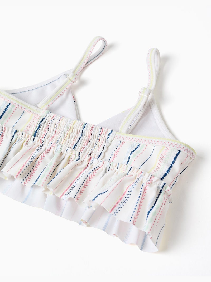 Bikini a righe etniche con volant B&S Bianco - Kiabi