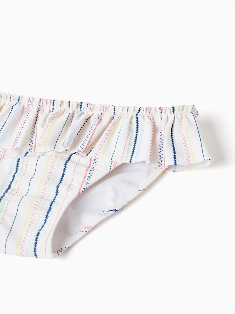 Bikini a righe etniche con volant B&S Bianco - Kiabi