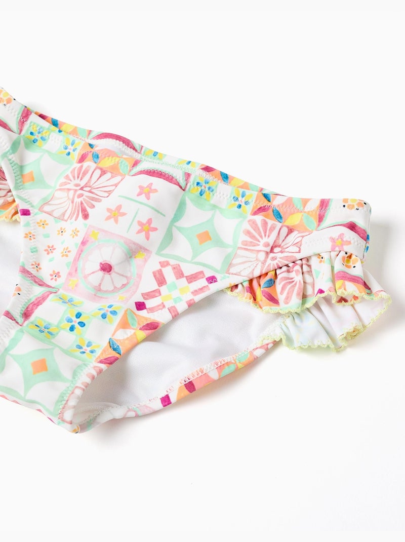 Bikini con motivo a piastrella e volant Bianco - Kiabi