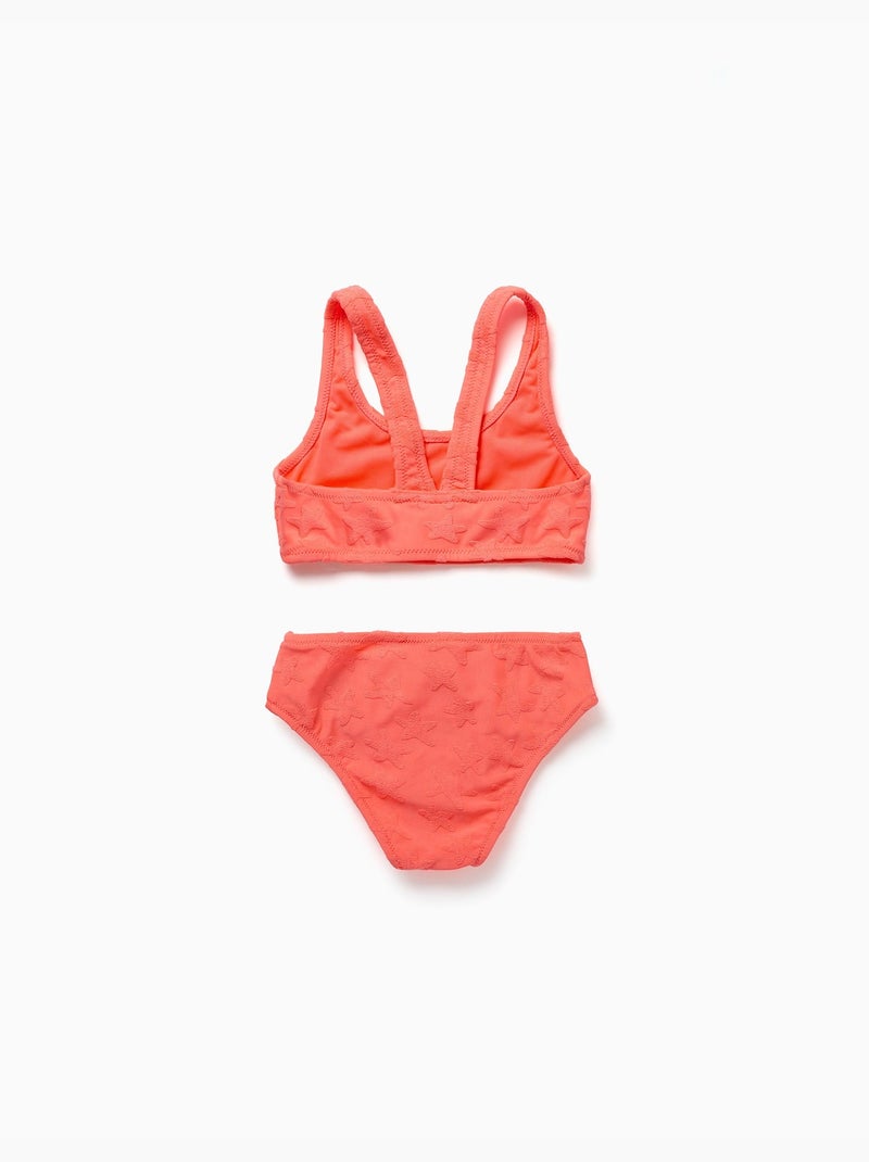Bikini con motivo a stella in bouclé Arancione corallo - Kiabi