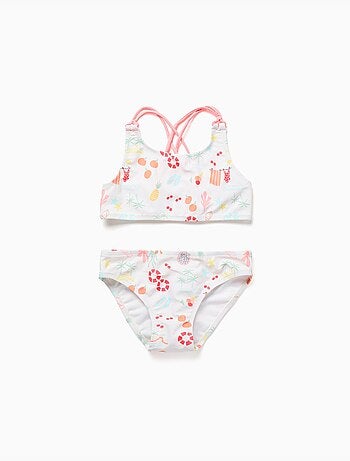 Bikini con motivo da spiaggia e fodera