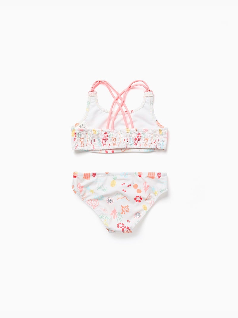 Bikini con motivo da spiaggia e fodera Bianco - Kiabi