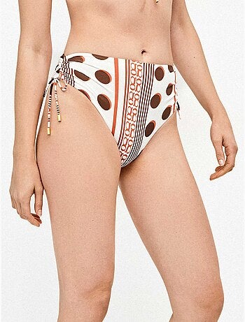 Bikini slip alto con stampa monogramma