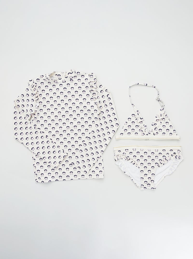 Bikini + t-shirt da bagno - 3 pezzi BIANCO - Kiabi