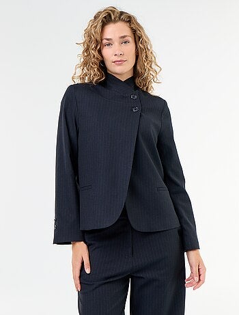 Blazer a collo alto con effetto incrociato