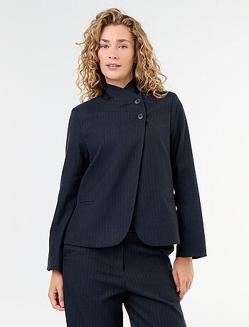 Blazer a collo alto con effetto incrociato