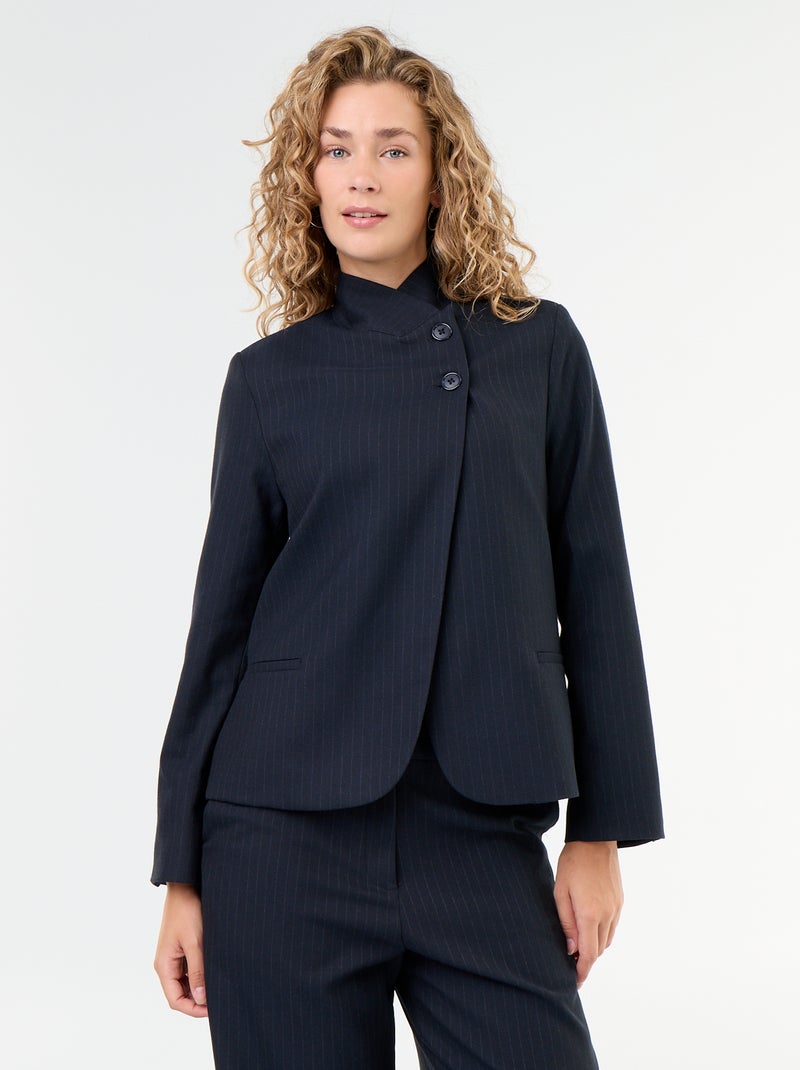 Blazer a collo alto con effetto incrociato Blu - Kiabi