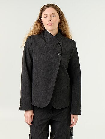 Blazer a collo alto con effetto incrociato