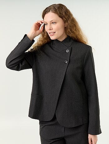 Blazer a collo alto con effetto incrociato