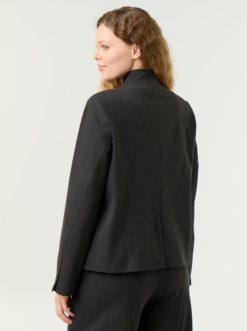 Blazer a collo alto con effetto incrociato Grigio - Kiabi
