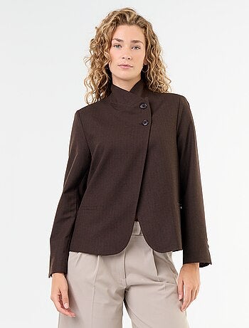 Blazer a collo alto con effetto incrociato