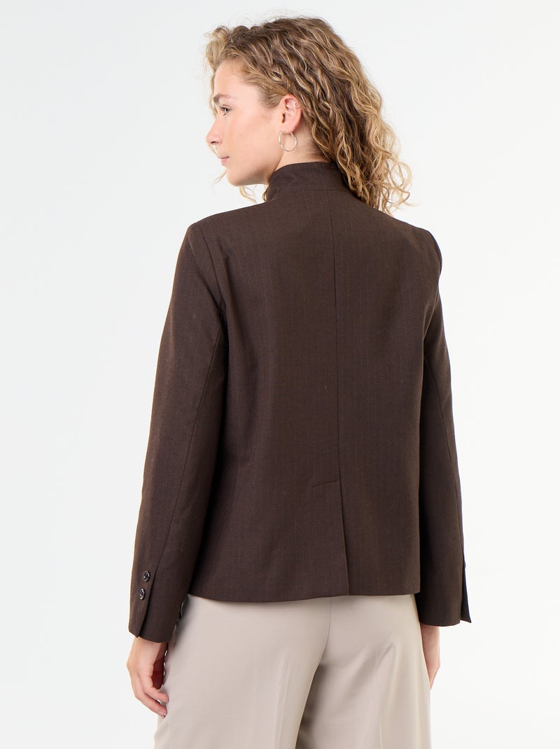 Blazer a collo alto con effetto incrociato Marrone - Kiabi