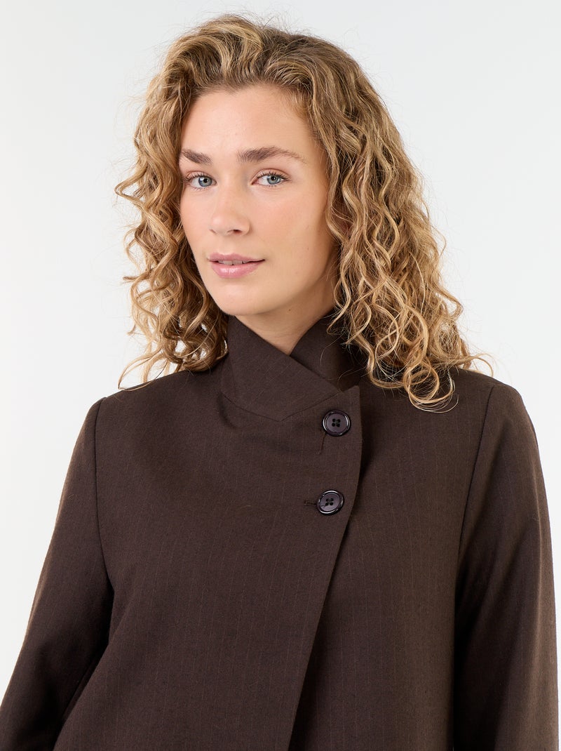 Blazer a collo alto con effetto incrociato Marrone - Kiabi