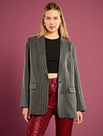 Blazer a righe con strass