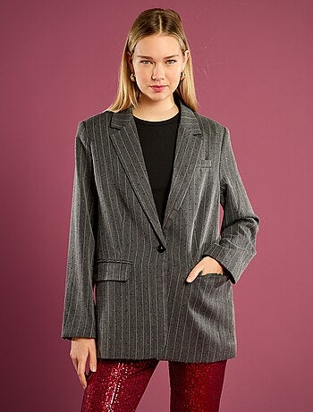 Blazer a righe con strass