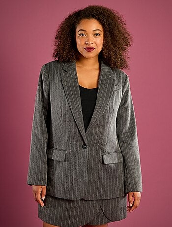 Blazer a righe con strass integrati
